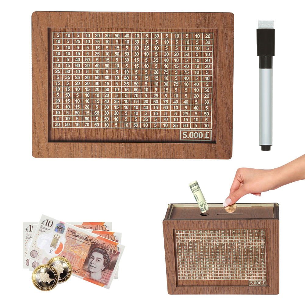 ⏳Limited-time 50% off⏰Retro Style Wooden Money Box with Counter Piggy Bank Handmade Saving Money Goal Piggy Bank