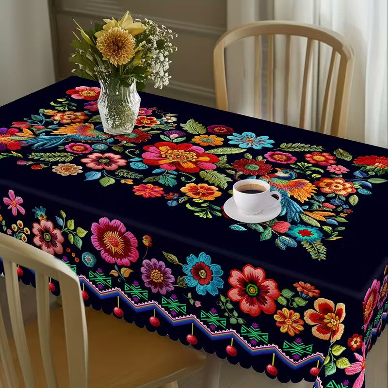 ⏳Limited-time 50% off⏰Mexican Floral Tablecloth with Scalloped Edge🏵️