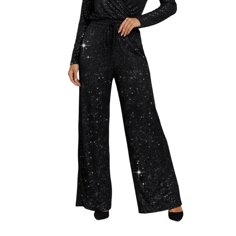 Limited-time 50% off⏰Women's Sequin Sparkle Wide Leg Pants with Elastic Waistband👖✨
