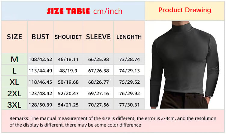 ⏳Limited-time 50% off⏰Mens High Neck Slim Fit Long Sleeve T-shirt👔