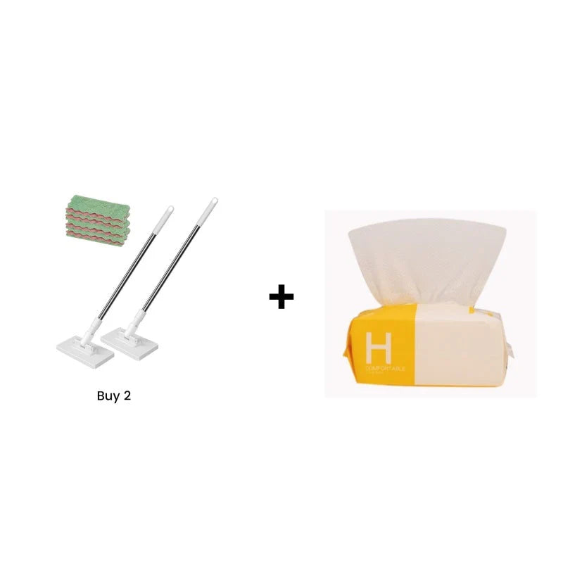 ⏳Limited-time 50% off⏰Flat Mop with Stainless Steel Handle, come with Reusable Washable Mop Cloths🏆