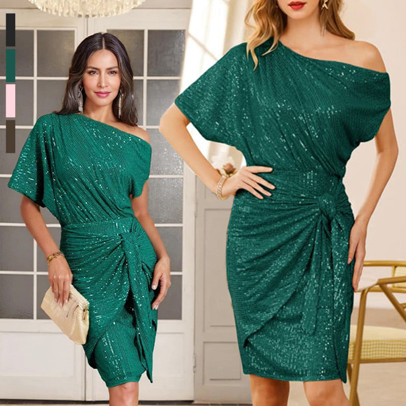Limited-time 50% off⏰Women's One Shoulder Sequin Sparkling Party Club Dress👗✨