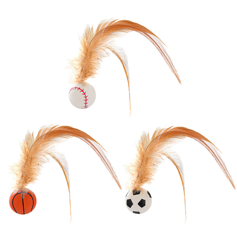 Interactive Cat Bouncy Ball with Feather