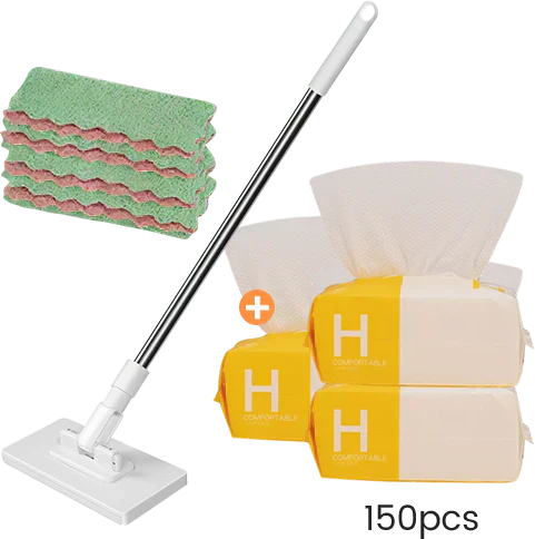 ⏳Limited-time 50% off⏰Flat Mop with Stainless Steel Handle, come with Reusable Washable Mop Cloths🏆