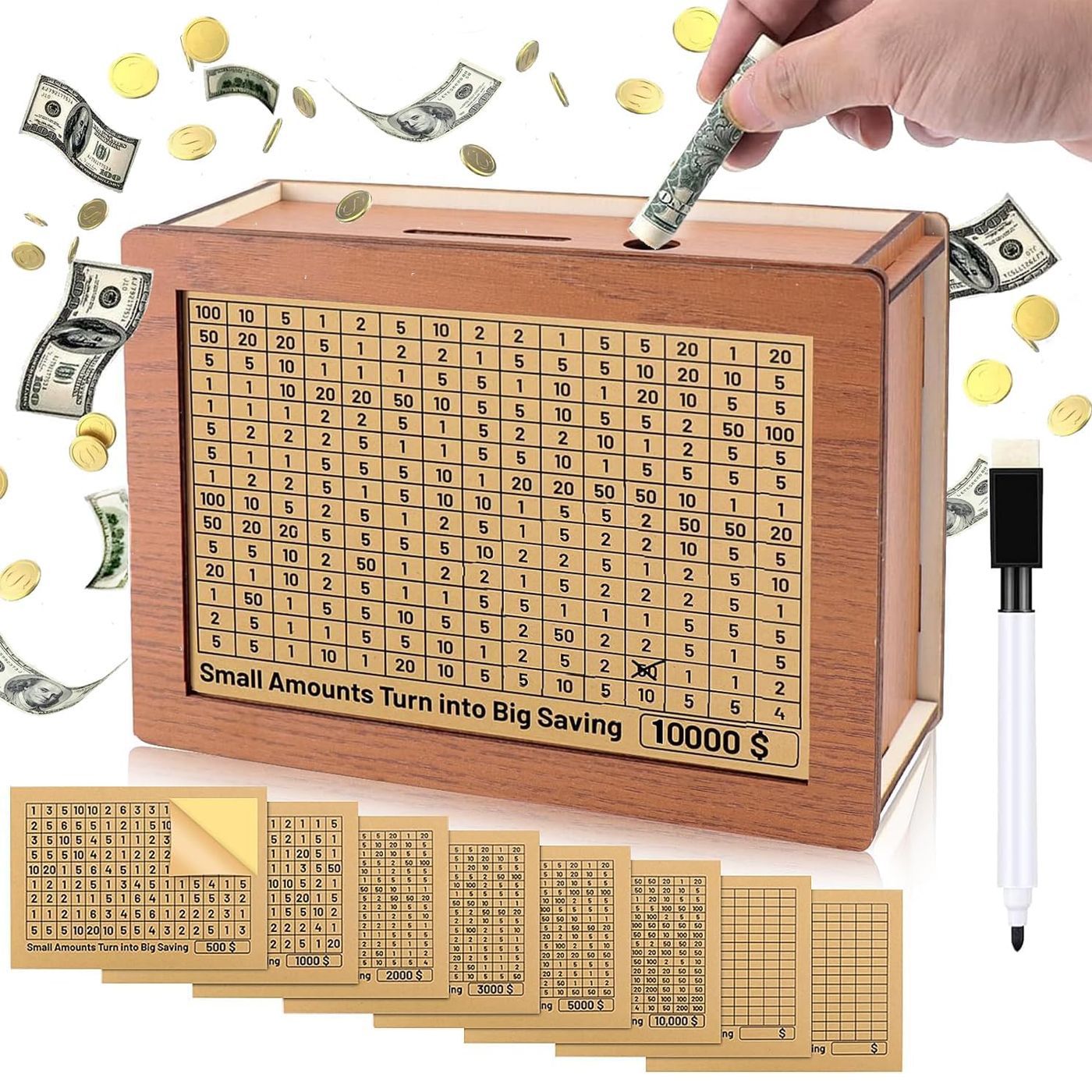 ⏳Limited-time 50% off⏰Retro Style Wooden Money Box with Counter Piggy Bank Handmade Saving Money Goal Piggy Bank