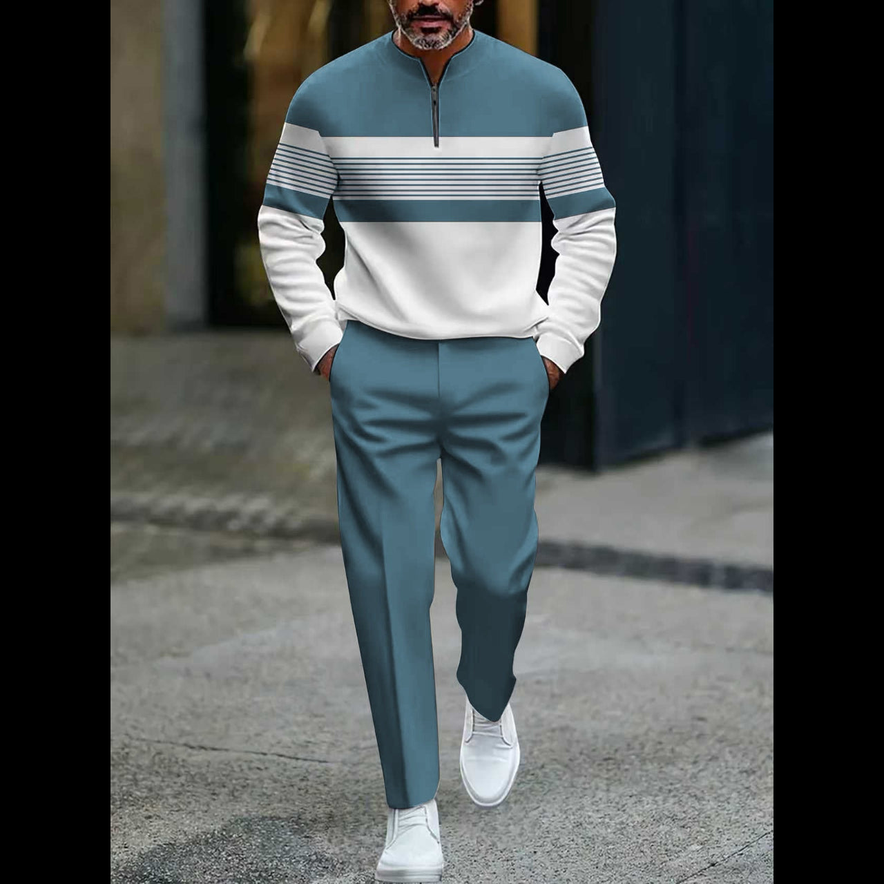 ⏳Limited-time 50% off⏰Men's Graphic Print Pullover & Pants Set – Street Style, Comfort Fit & Casual Look 👕👖