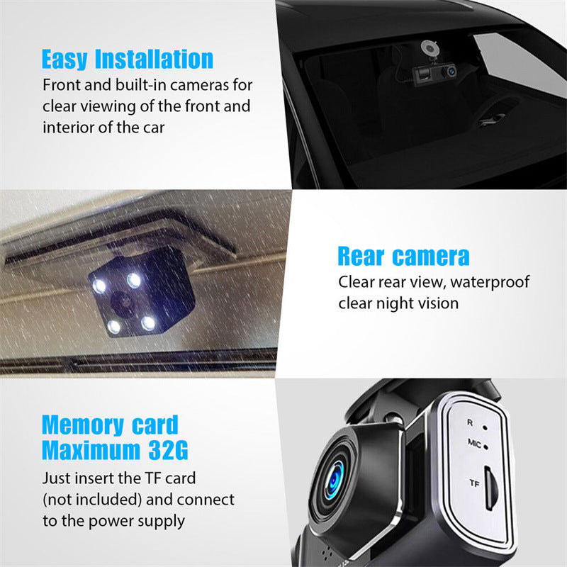 ⏳Limited-time 50% off⏰Dash Cam 3 Cameras 1080P HD – Front + Interior + Rear with Reverse🚗🎥