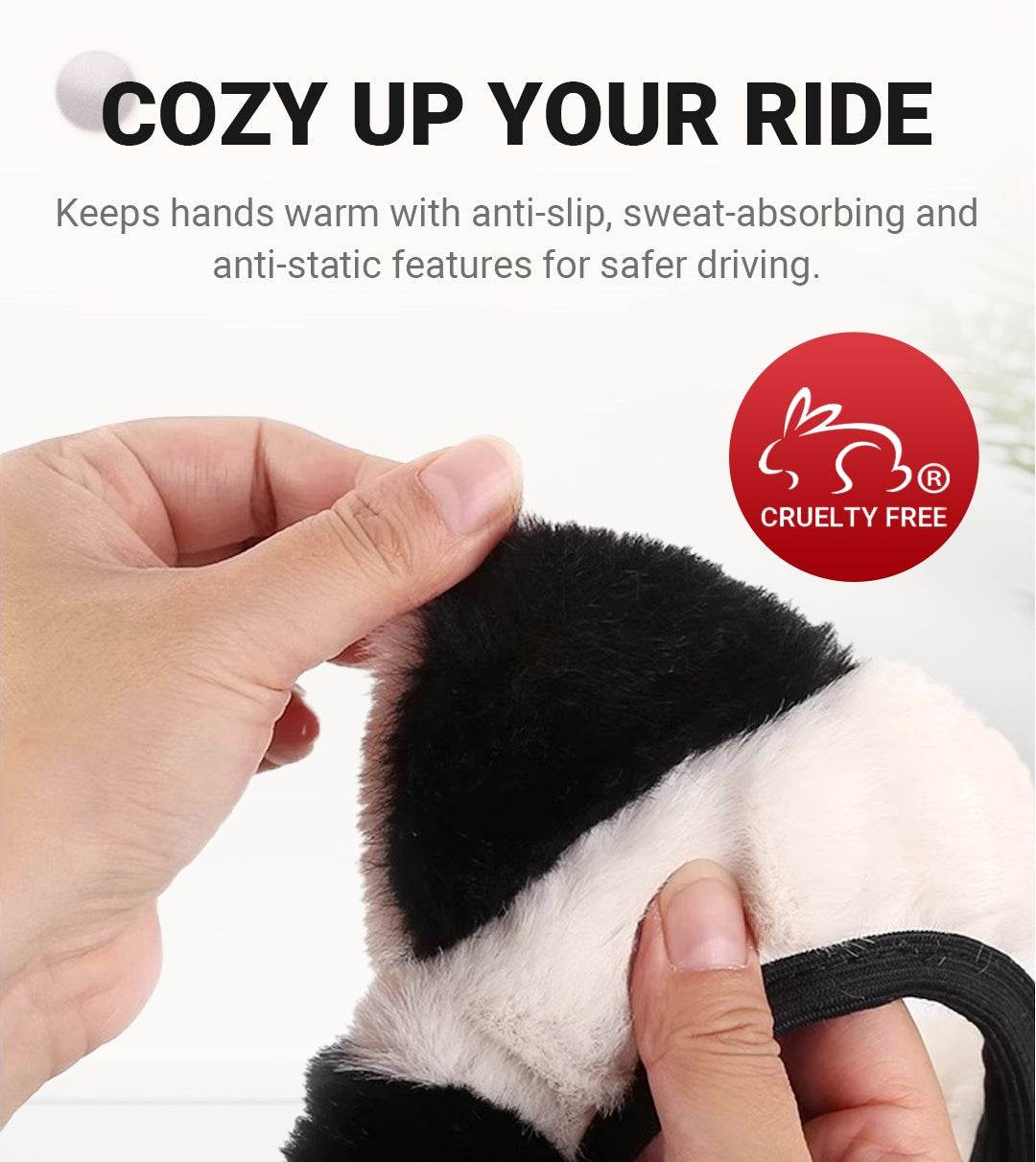 ⏳Limited-time 50% off⏰Universal Non-slip Soft Cute Cat Ears Plush Steering Wheel Cover🐼😽