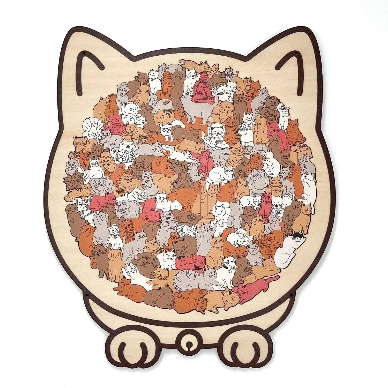 ⏳Limited-time 50% off⏰135-Piece Morandi-Colored Cat Shaped Wooden Jigsaw Puzzle😸