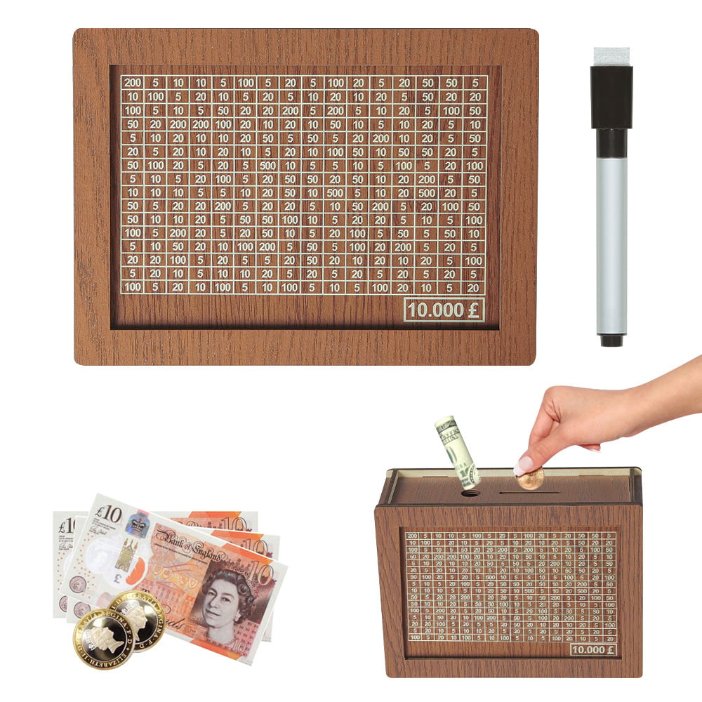 ⏳Limited-time 50% off⏰Retro Style Wooden Money Box with Counter Piggy Bank Handmade Saving Money Goal Piggy Bank