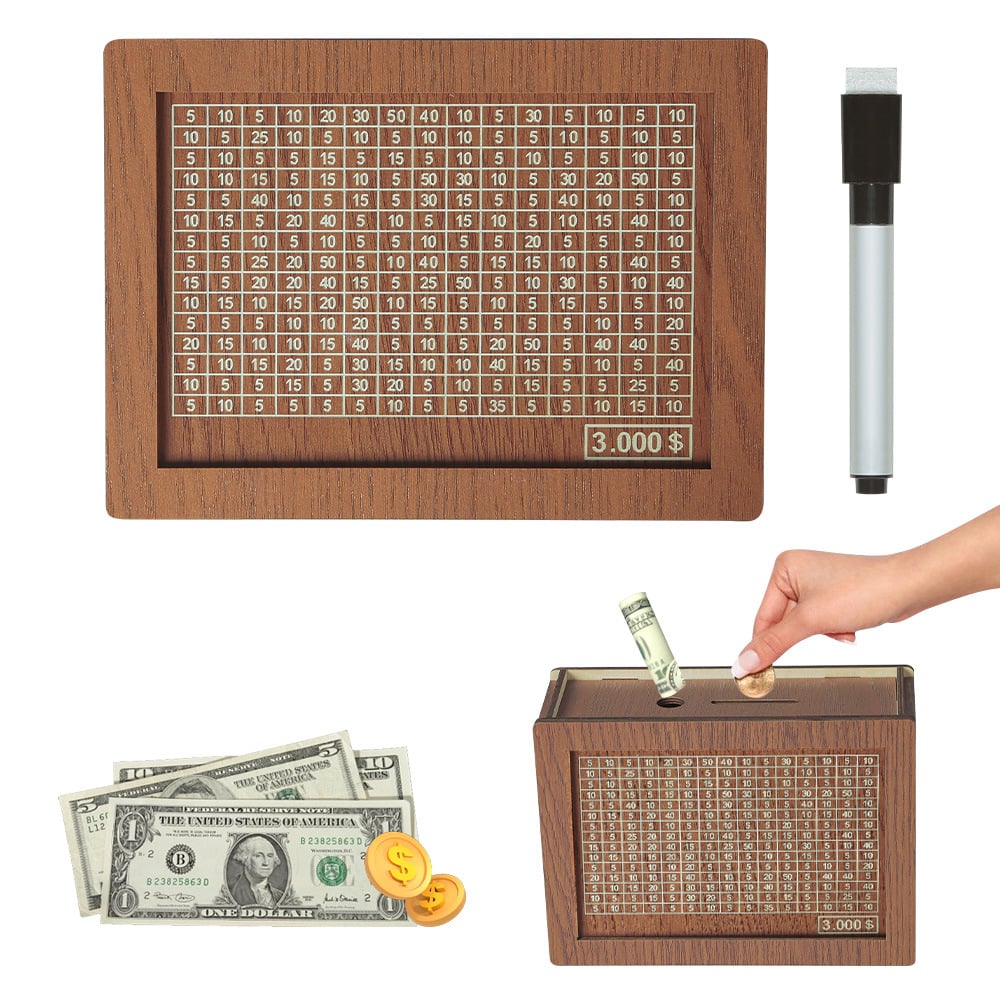 ⏳Limited-time 50% off⏰Retro Style Wooden Money Box with Counter Piggy Bank Handmade Saving Money Goal Piggy Bank