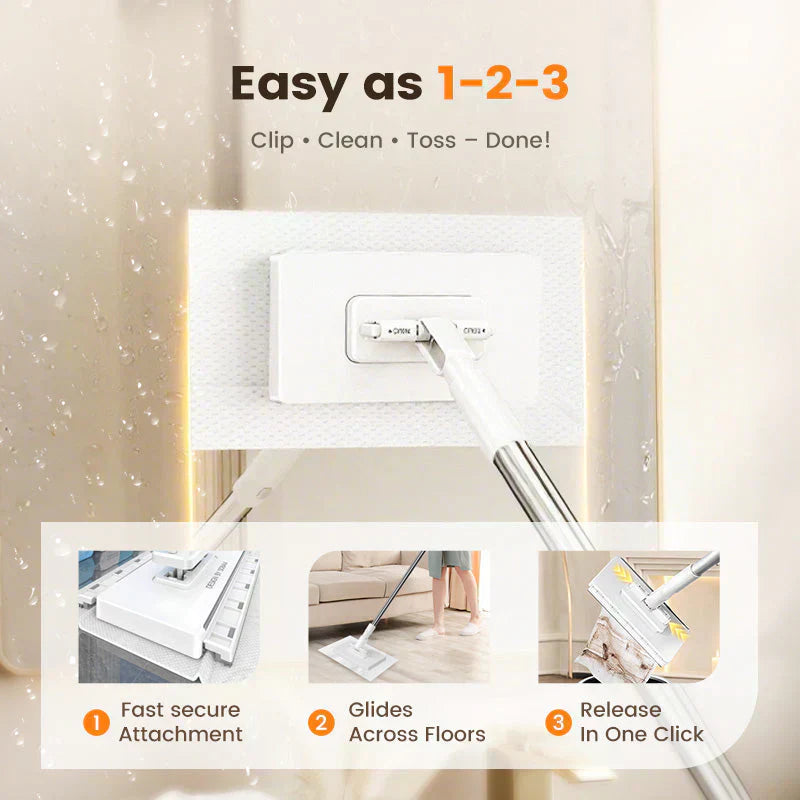 ⏳Limited-time 50% off⏰Flat Mop with Stainless Steel Handle, come with Reusable Washable Mop Cloths🏆