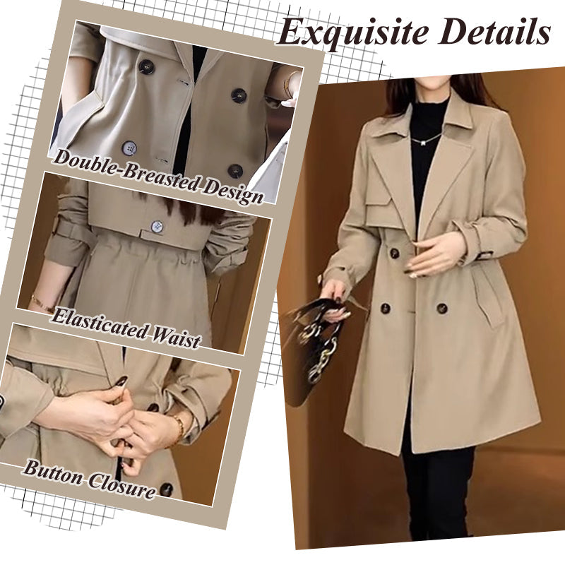 ⏳Limited-time 50% off⏰Comfortable Waisted Lapel Trench Coat🧥