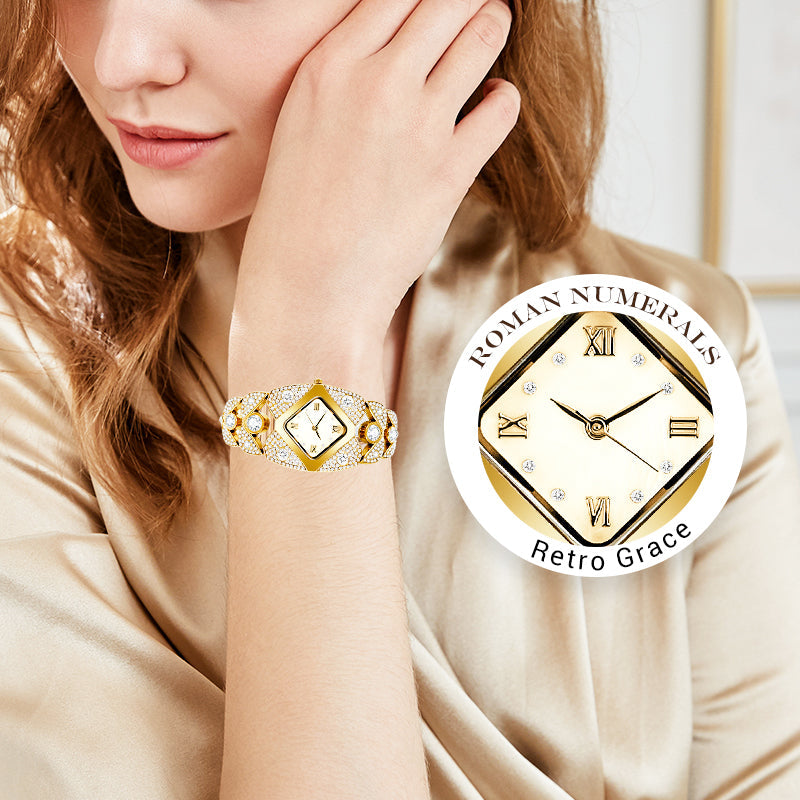 ⏳Limited-time 50% off⏰Retro Quartz Watch with Sparkling Rhinestones⌚