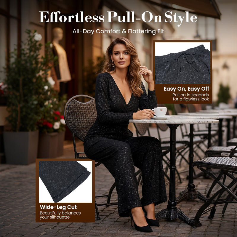 Limited-time 50% off⏰Women's Sequin Sparkle Wide Leg Pants with Elastic Waistband👖✨