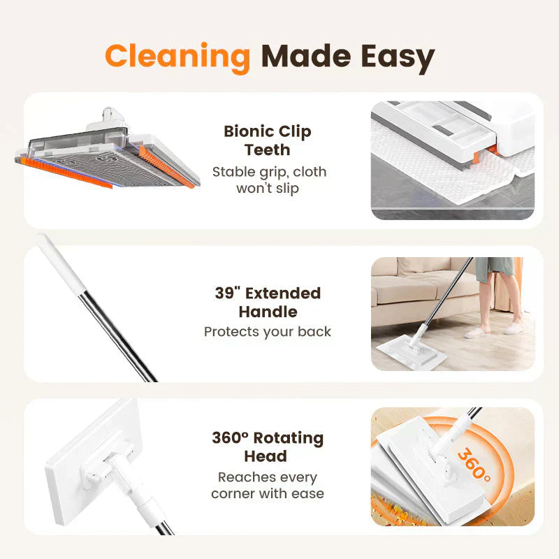 ⏳Limited-time 50% off⏰Flat Mop with Stainless Steel Handle, come with Reusable Washable Mop Cloths🏆