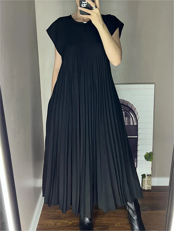 ⏳Limited-time 50% off⏰Sleeveless Pleated Simple Solid Color Dress👗