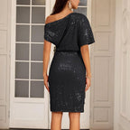 Limited-time 50% off⏰Women's One Shoulder Sequin Sparkling Party Club Dress👗✨