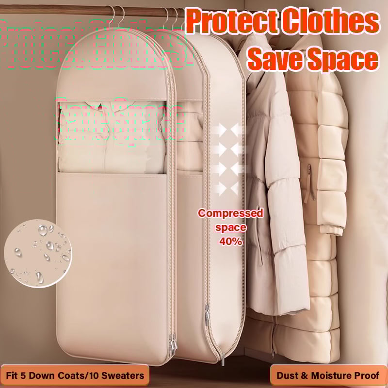 ⏳Limited-time 50% off⏰Space Saving Hanging Garment Bag with Self Compression Zipper🧥🛍️