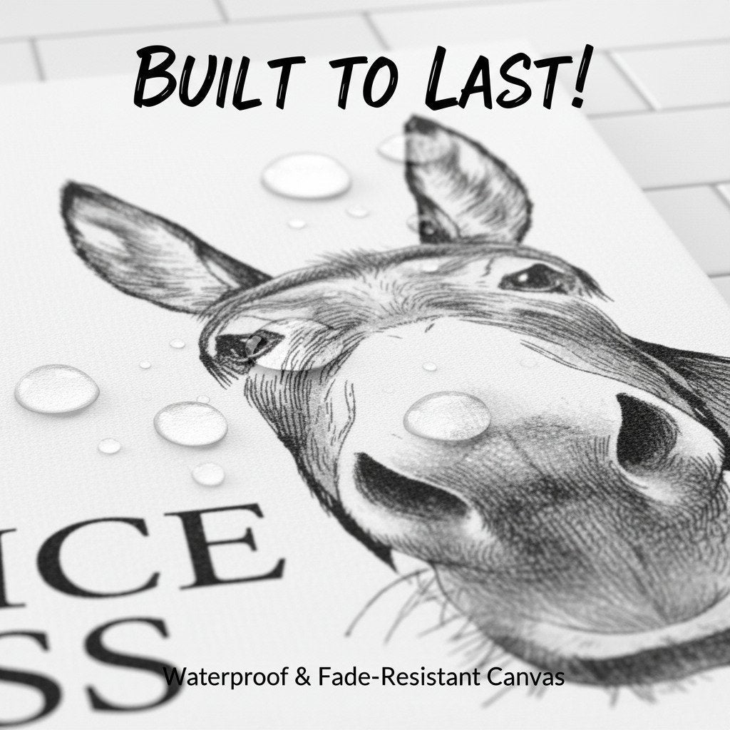 ⏳Limited-time 50% off⏰Funny Bathroom Wall Art - "Nice Ass" Donkey Print🫏🖼️