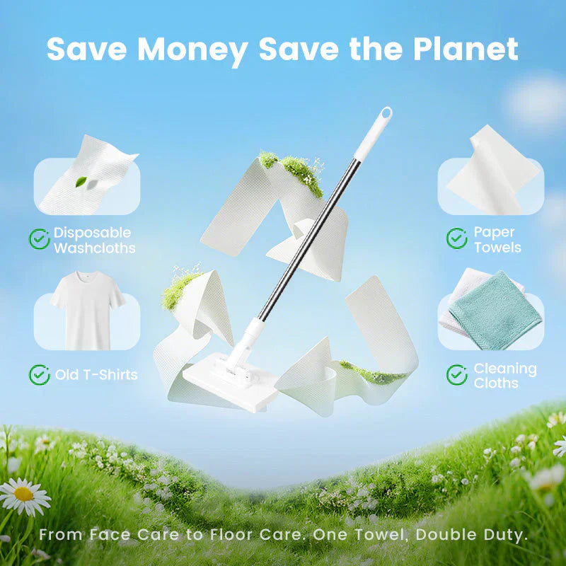 ⏳Limited-time 50% off⏰Flat Mop with Stainless Steel Handle, come with Reusable Washable Mop Cloths🏆