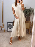 ⏳Limited-time 50% off⏰Sleeveless Pleated Simple Solid Color Dress👗