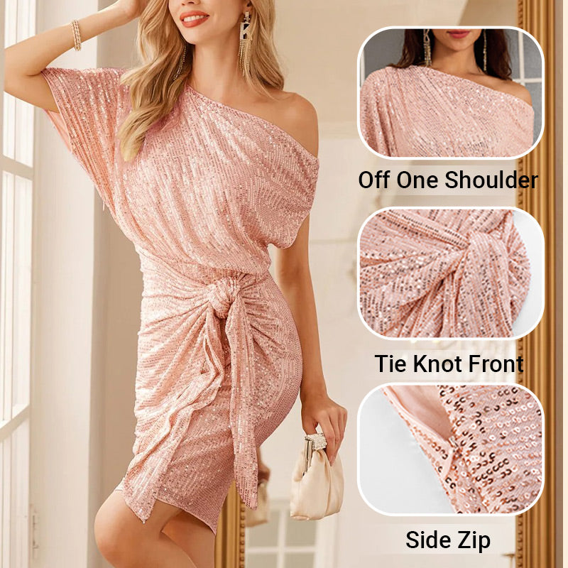 Limited-time 50% off⏰Women's One Shoulder Sequin Sparkling Party Club Dress👗✨