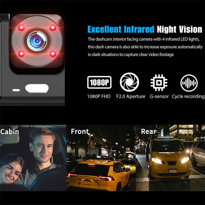 ⏳Limited-time 50% off⏰Dash Cam 3 Cameras 1080P HD – Front + Interior + Rear with Reverse🚗🎥