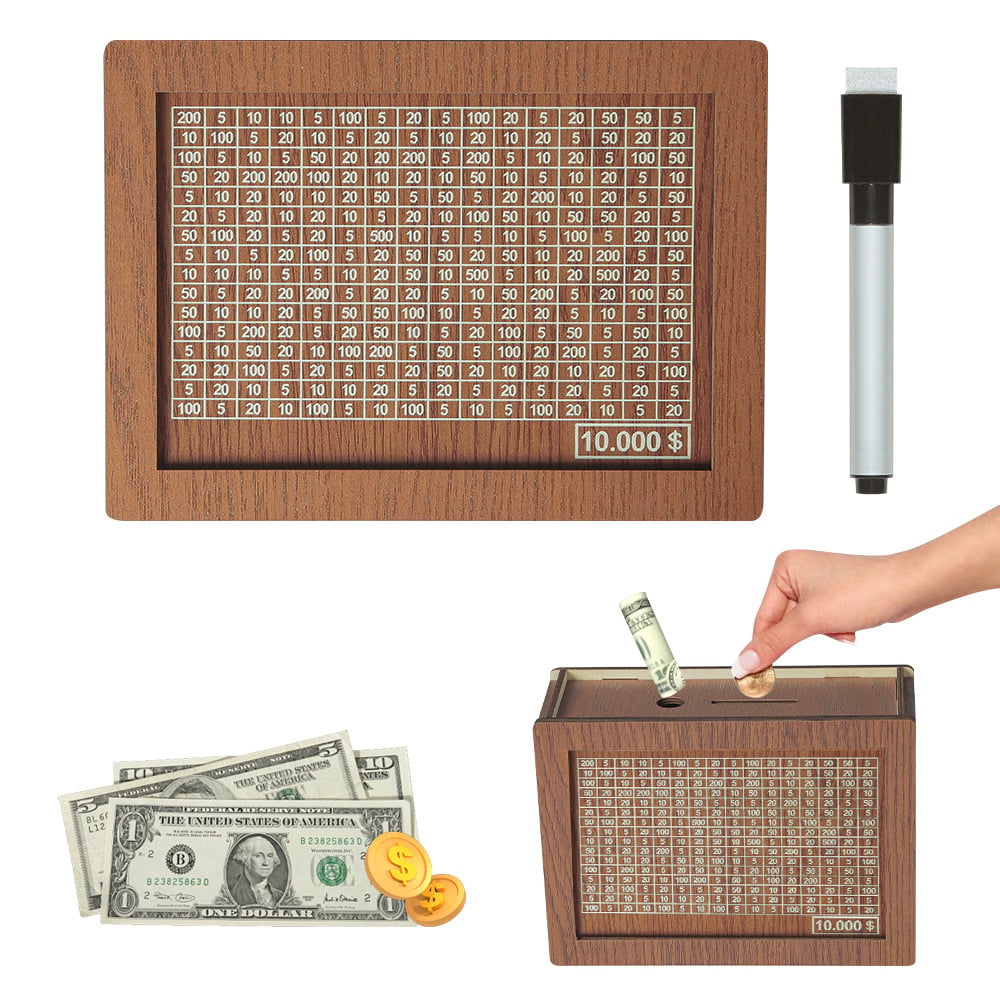⏳Limited-time 50% off⏰Retro Style Wooden Money Box with Counter Piggy Bank Handmade Saving Money Goal Piggy Bank