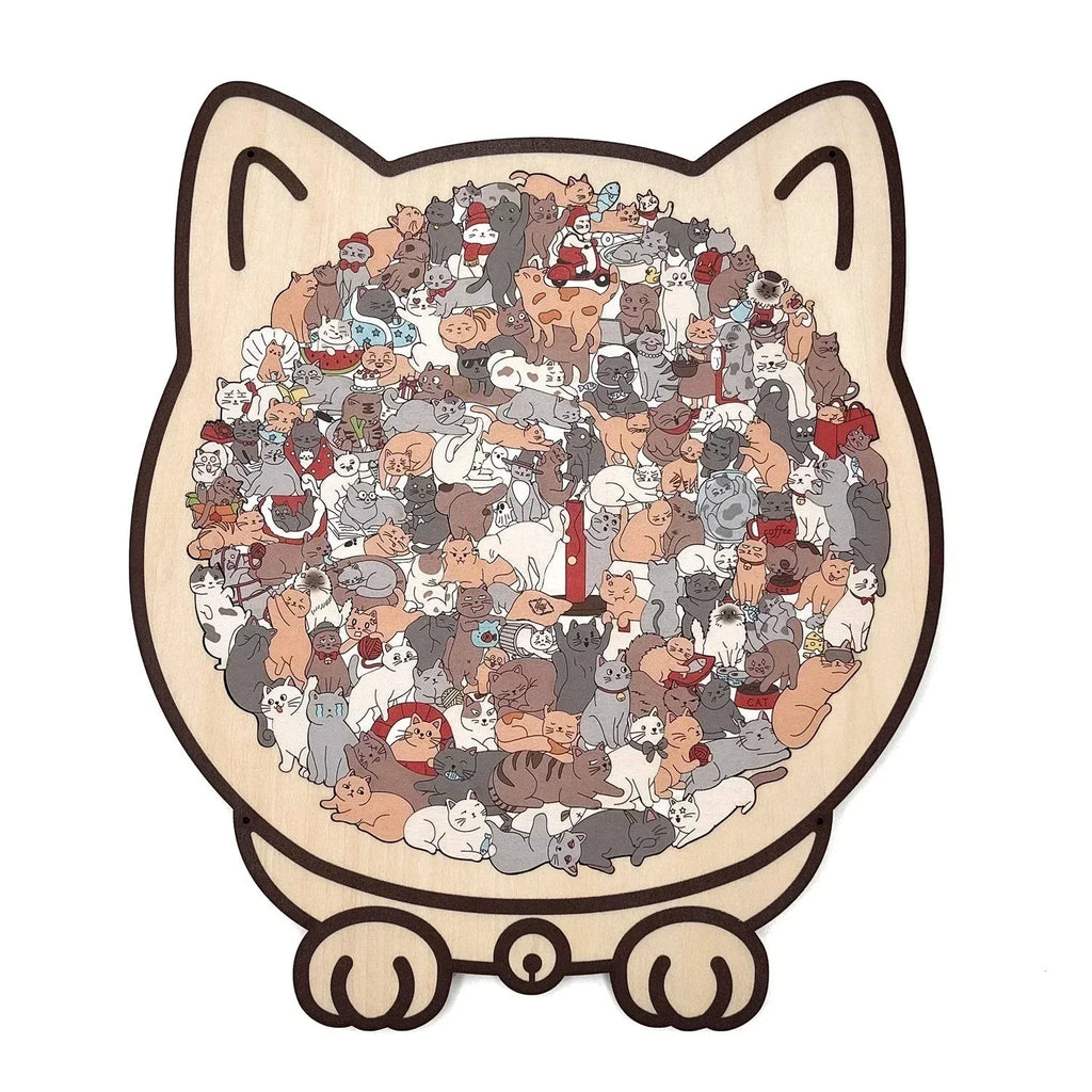 ⏳Limited-time 50% off⏰135-Piece Morandi-Colored Cat Shaped Wooden Jigsaw Puzzle😸