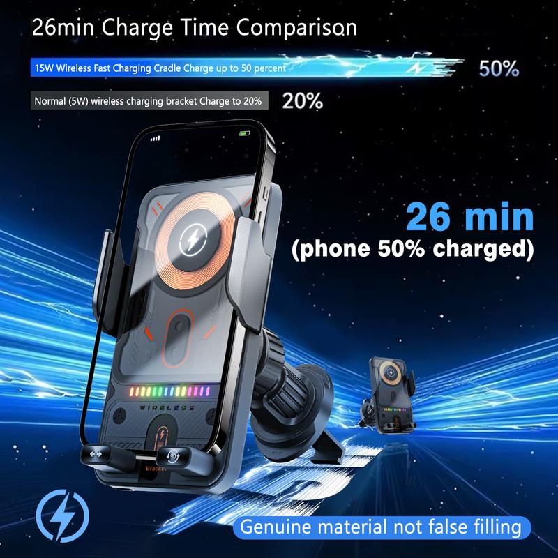 ⏳Limited-time 50% off⏰Over 50K sold! 📱Smart 2-in-1 Car Rotating Mobile Phone Holder & Wireless Charger🔋
