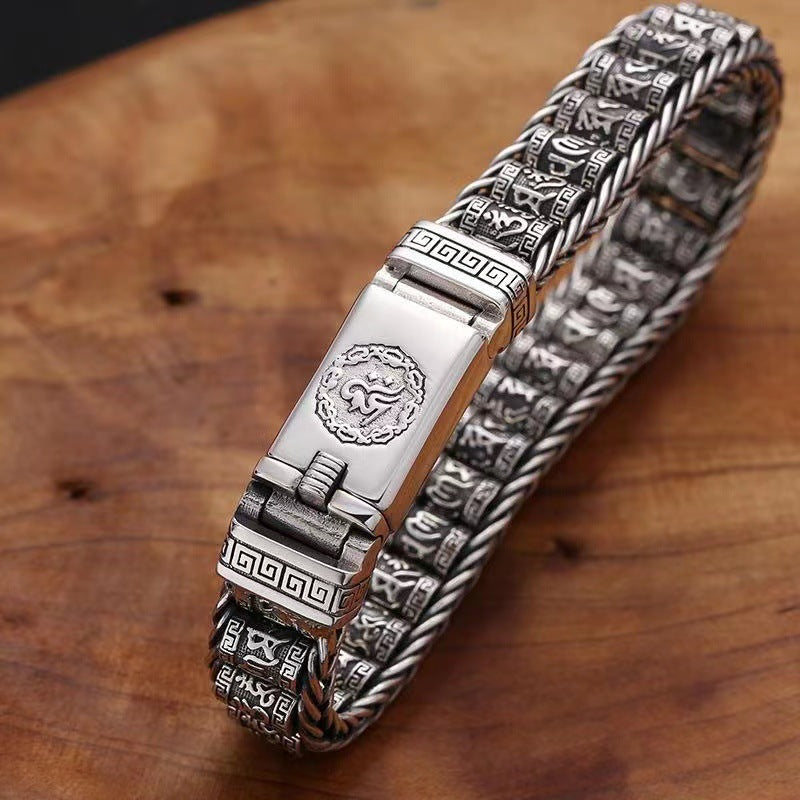 ⏳Limited-time 50% off⏰Tibetan Prayer Wheel Bracelet – 925 Sterling Silver, Lucky Charm & Valentine's Day Gift⛓️