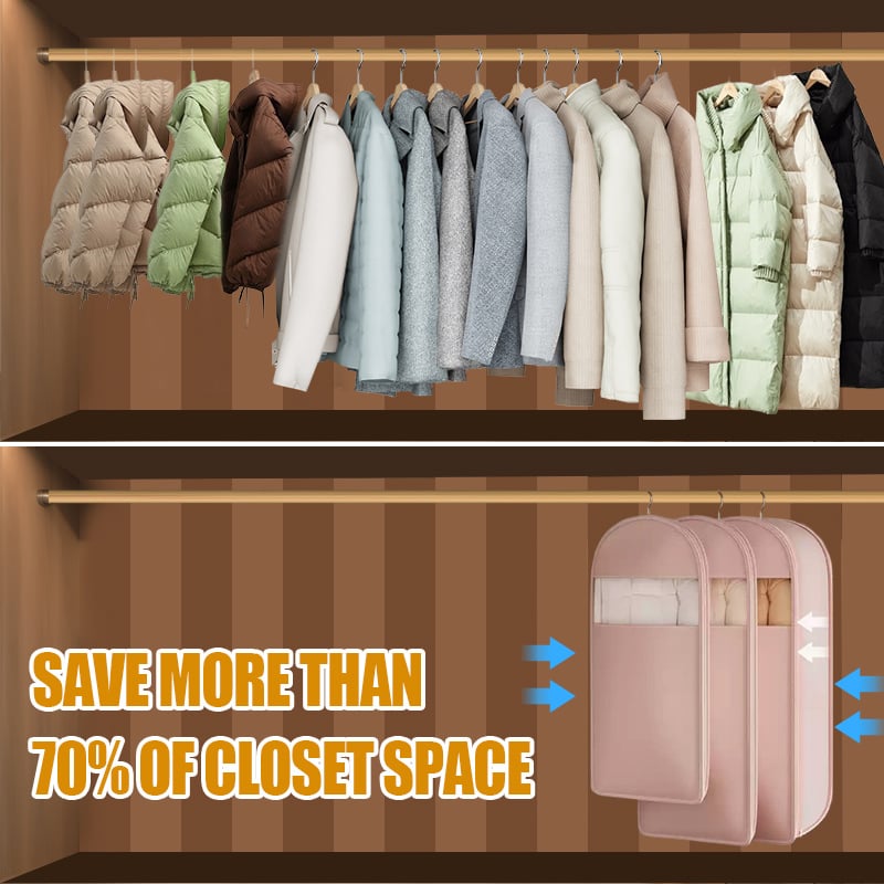 ⏳Limited-time 50% off⏰Space Saving Hanging Garment Bag with Self Compression Zipper🧥🛍️