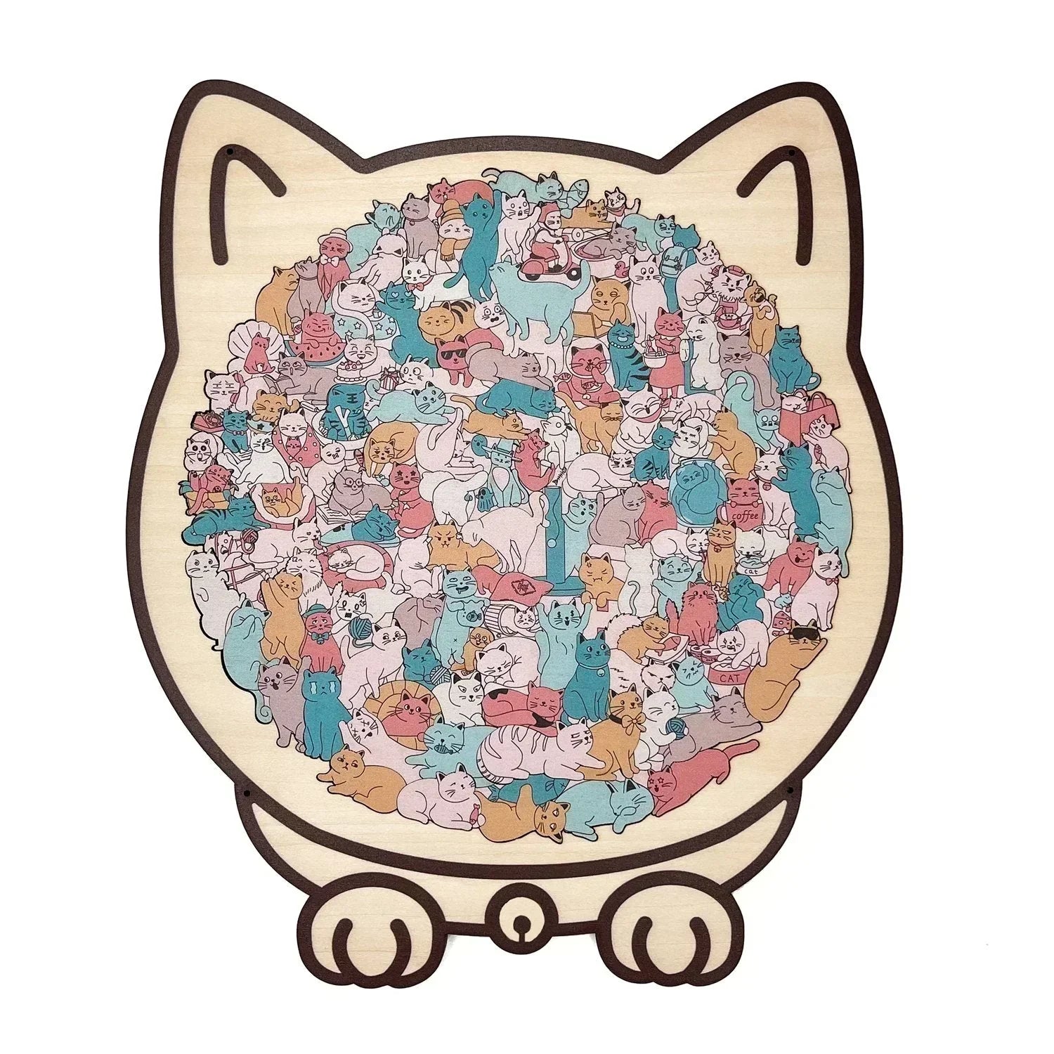 ⏳Limited-time 50% off⏰135-Piece Morandi-Colored Cat Shaped Wooden Jigsaw Puzzle😸