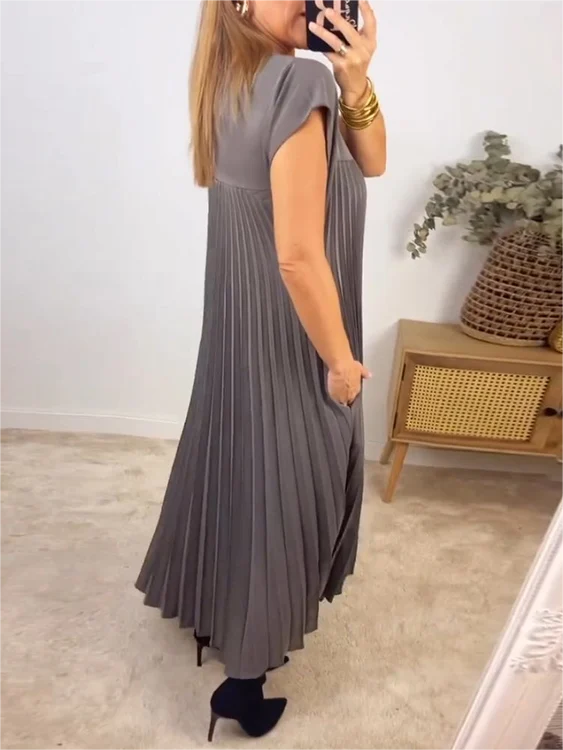 ⏳Limited-time 50% off⏰Sleeveless Pleated Simple Solid Color Dress👗