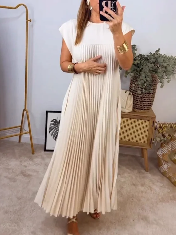 ⏳Limited-time 50% off⏰Sleeveless Pleated Simple Solid Color Dress👗