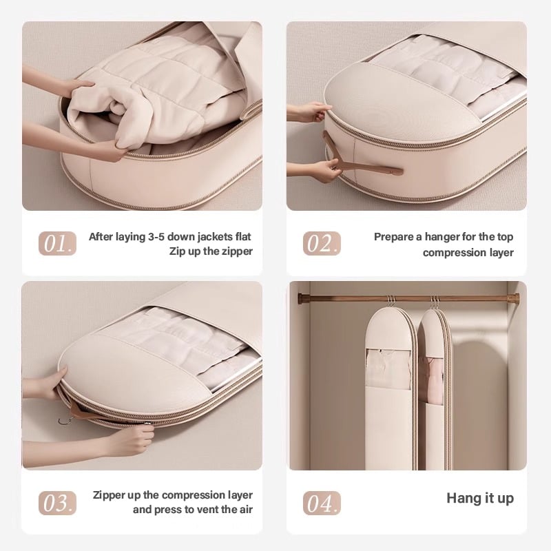 ⏳Limited-time 50% off⏰Space Saving Hanging Garment Bag with Self Compression Zipper🧥🛍️