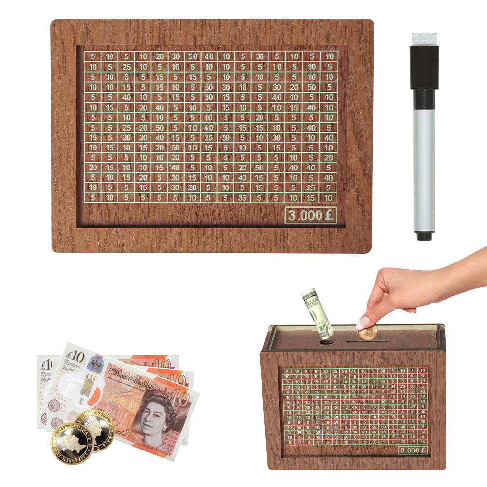 ⏳Limited-time 50% off⏰Retro Style Wooden Money Box with Counter Piggy Bank Handmade Saving Money Goal Piggy Bank