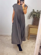 ⏳Limited-time 50% off⏰Sleeveless Pleated Simple Solid Color Dress👗