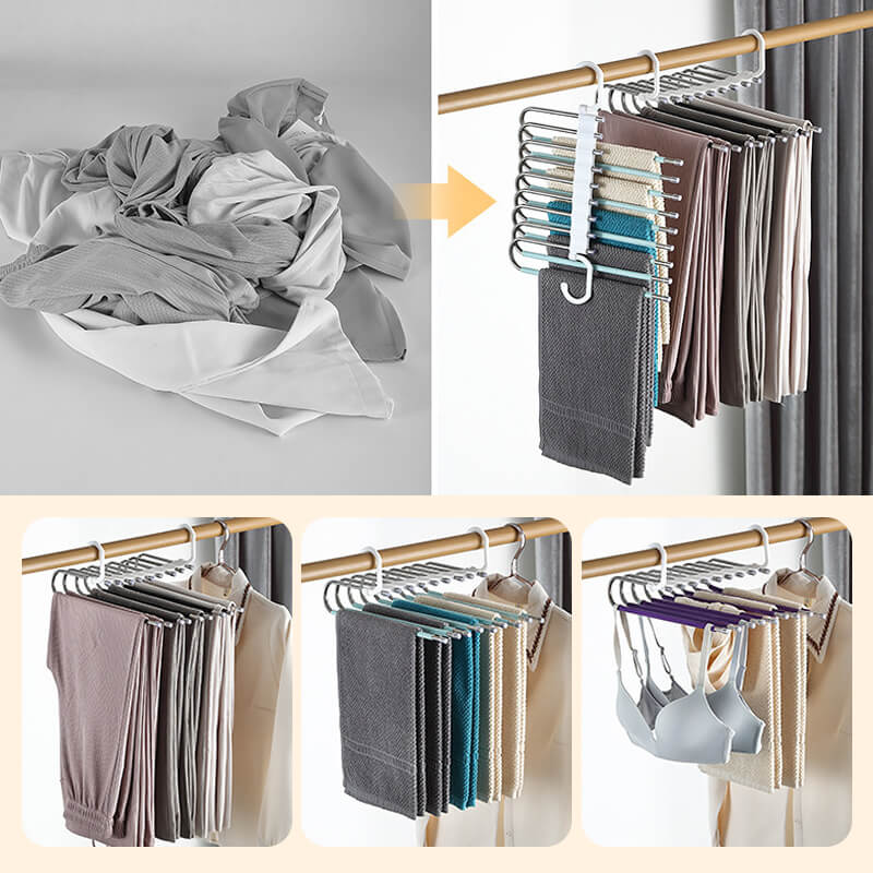 Multi layer zipper magic pants rack