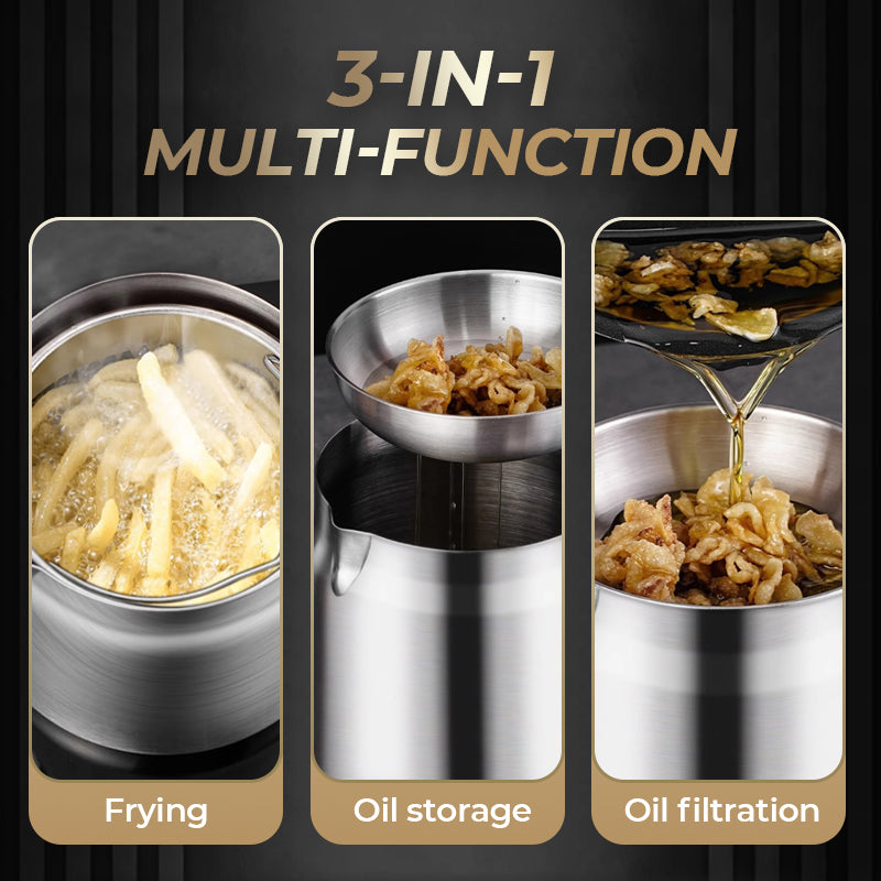 ⏳Limited-time 50% off⏰Large Capacity 304 Stainless Steel Multi-Purpose Oil Filter Container🍟