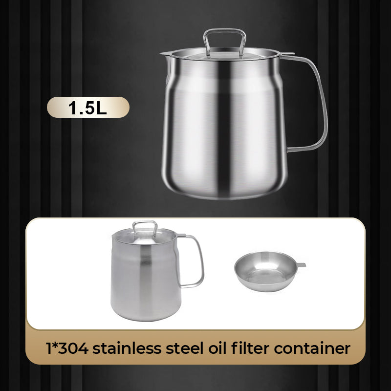 ⏳Limited-time 50% off⏰Large Capacity 304 Stainless Steel Multi-Purpose Oil Filter Container🍟