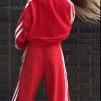 V-Neck Sweatshirt & Wide-Leg Pants (2-Piece Set)