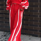 V-Neck Sweatshirt & Wide-Leg Pants (2-Piece Set)