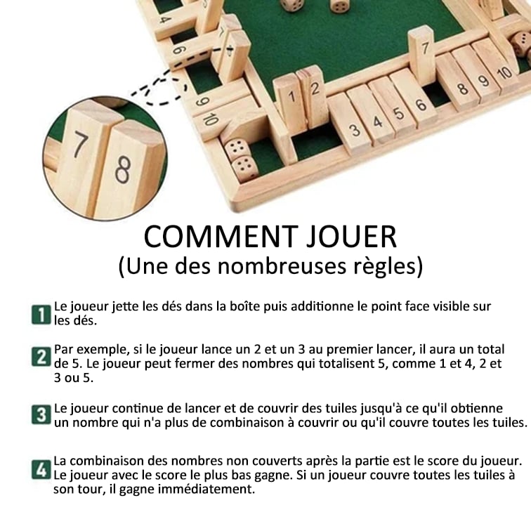 FUN FAMILY GAMES - Shut The Box Board Game