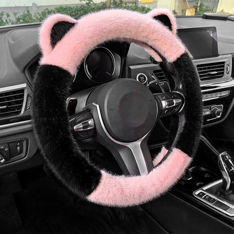 ⏳Limited-time 50% off⏰Universal Non-slip Soft Cute Cat Ears Plush Steering Wheel Cover🐼😽