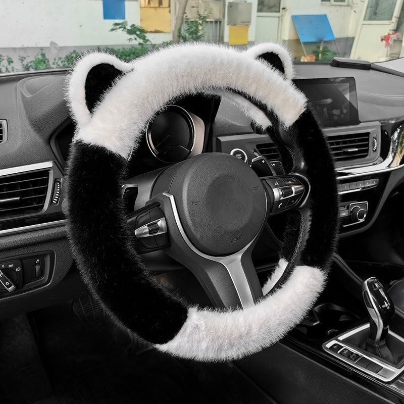 ⏳Limited-time 50% off⏰Universal Non-slip Soft Cute Cat Ears Plush Steering Wheel Cover🐼😽