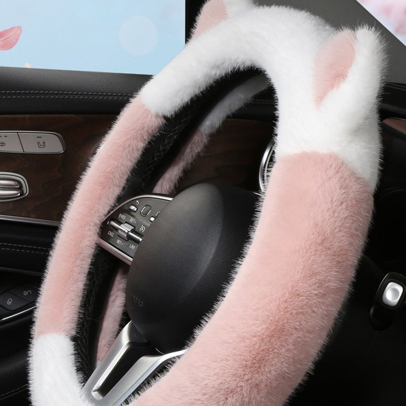 ⏳Limited-time 50% off⏰Universal Non-slip Soft Cute Cat Ears Plush Steering Wheel Cover🐼😽