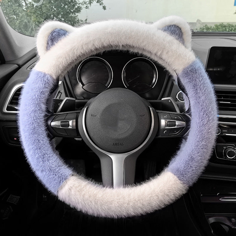 ⏳Limited-time 50% off⏰Universal Non-slip Soft Cute Cat Ears Plush Steering Wheel Cover🐼😽