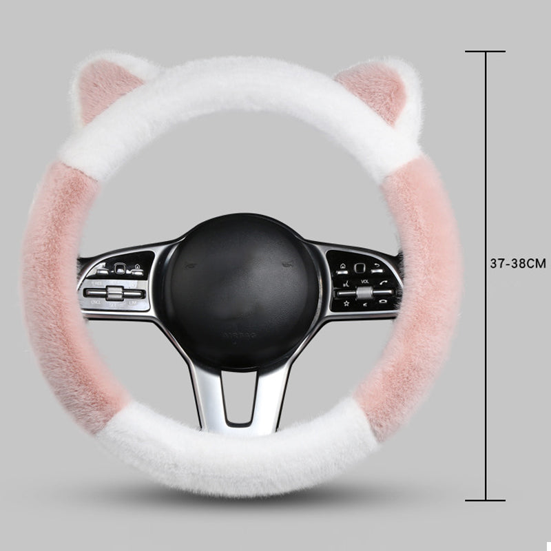 ⏳Limited-time 50% off⏰Universal Non-slip Soft Cute Cat Ears Plush Steering Wheel Cover🐼😽